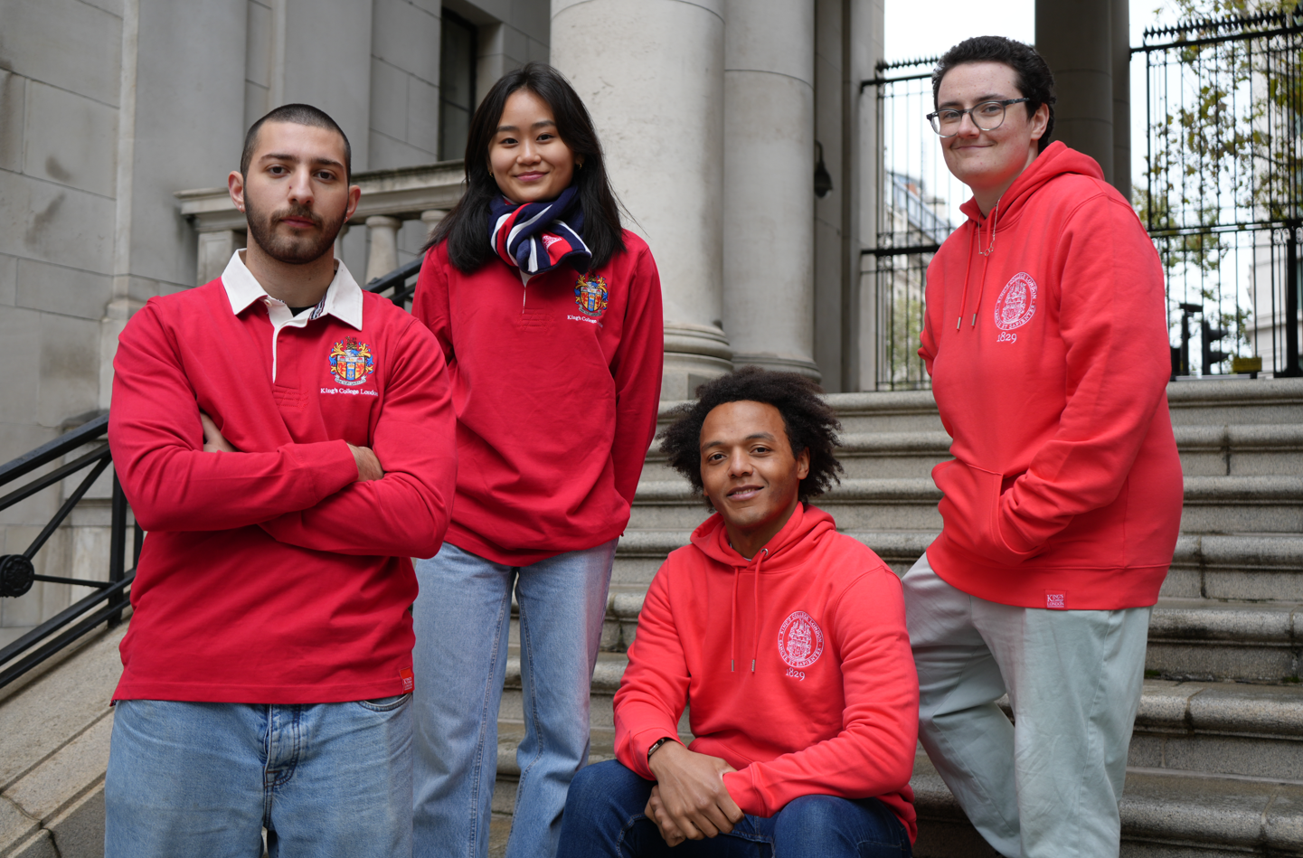 King's College London Stitched Hoodie in Red