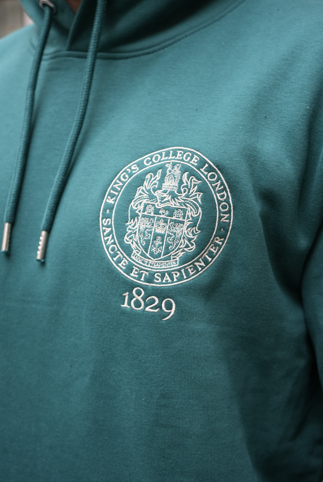 King's College London Stitched Hoodie in Glazed Green