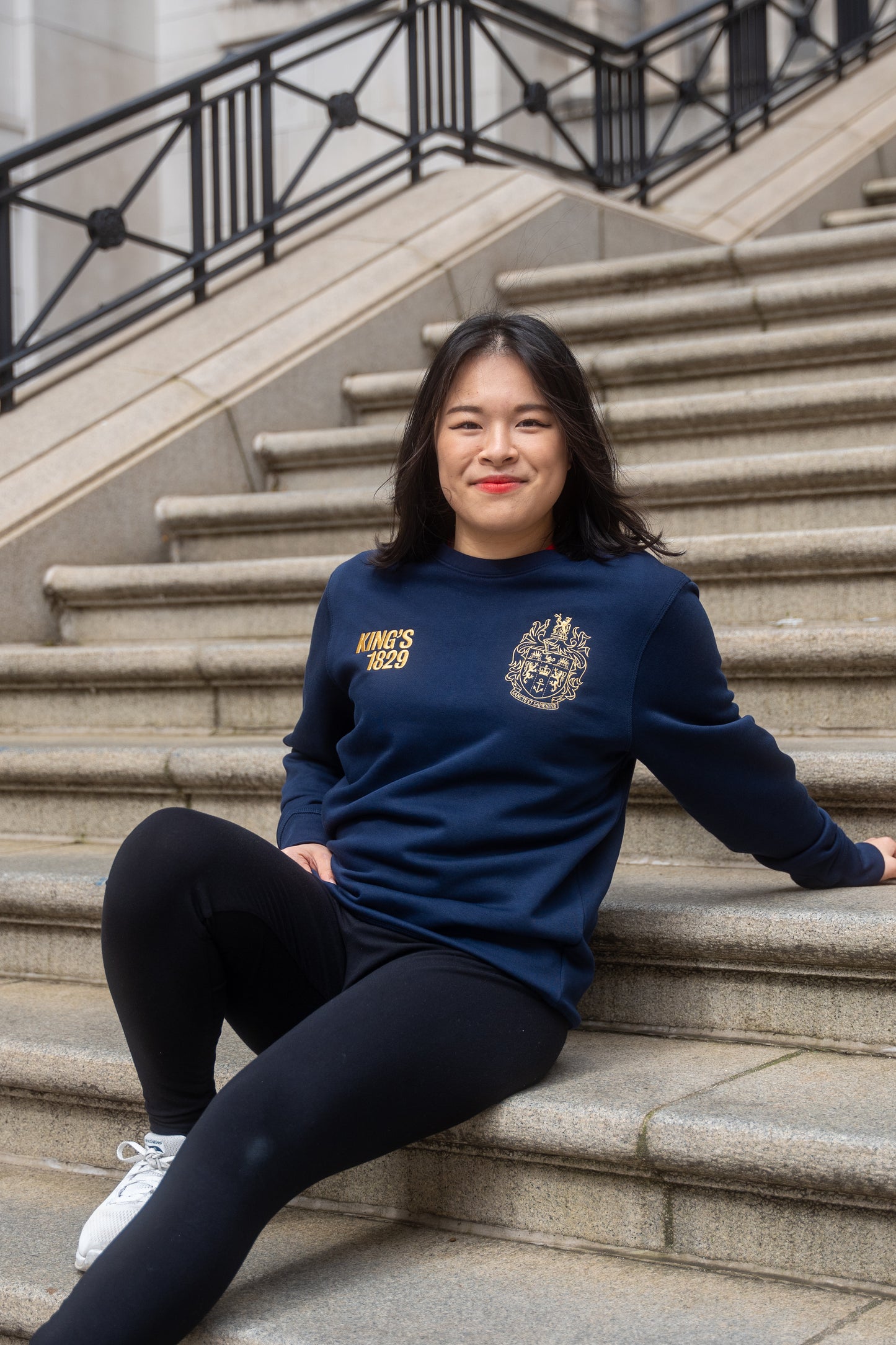 King's College London Double Stitch Sweatshirt in Navy