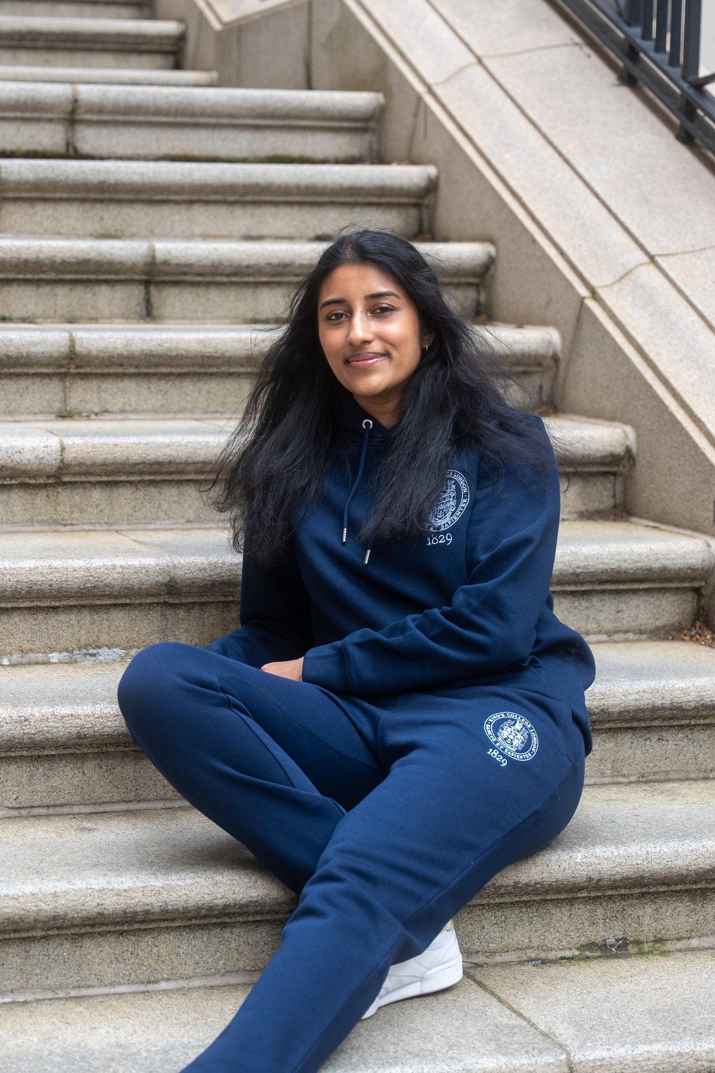 King's College London Stitched Hoodie in Navy