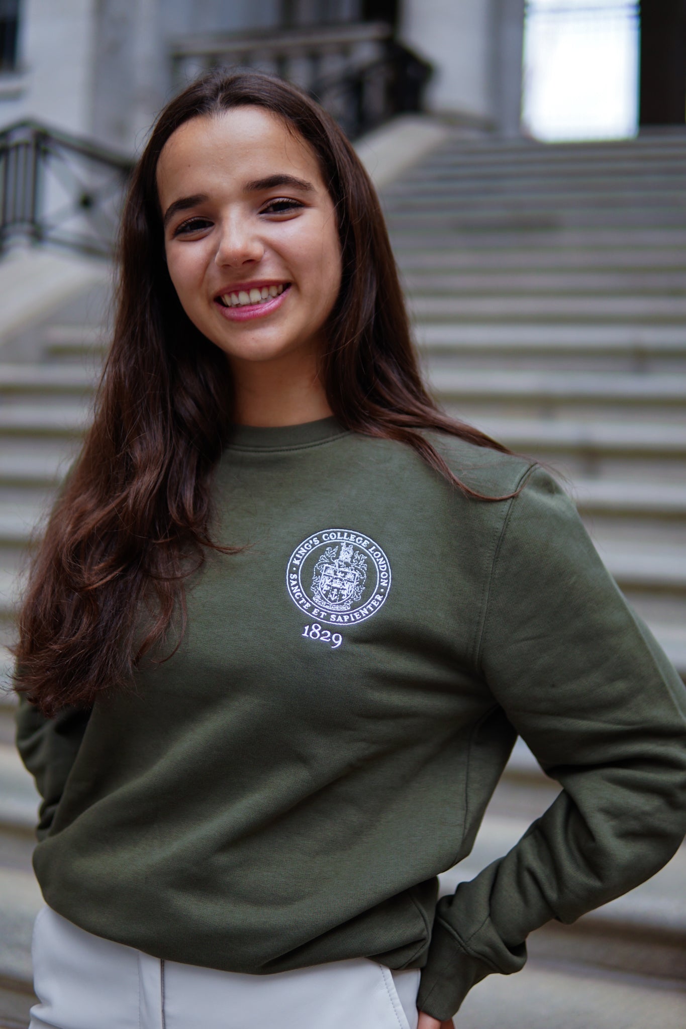 King's College London Sustainable Sweatshirt in Khaki