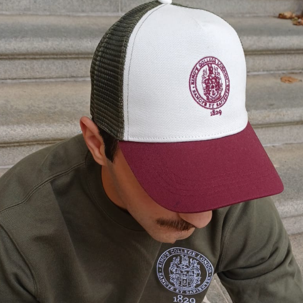 King's College London Trucker Cap in Cherry/Khaki