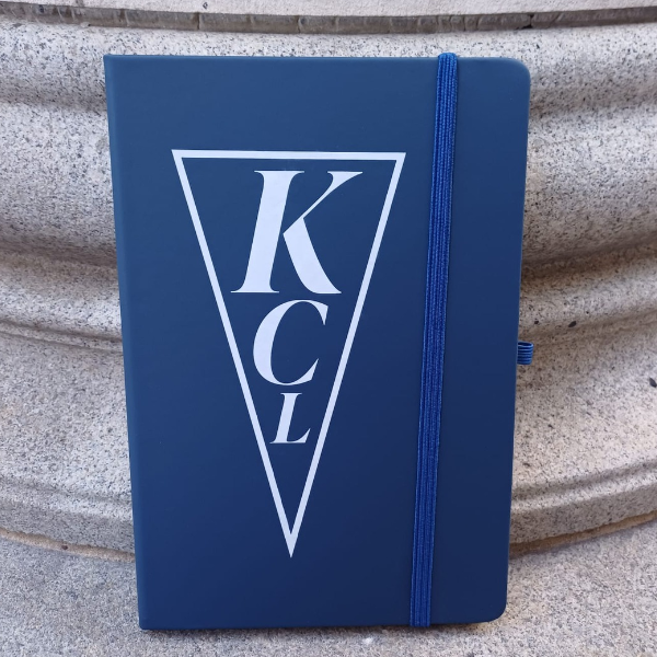 King's College London Soft Touch Notebook Blue with KCL Flag
