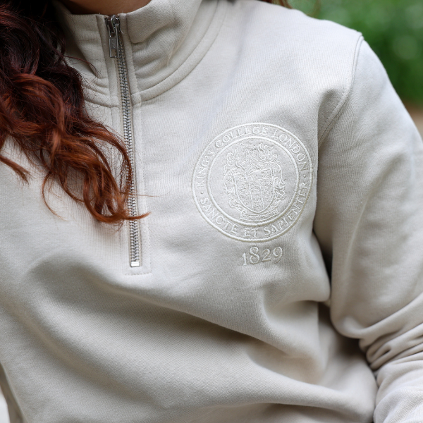 King's College London Quarter Zip Sweatshirt in Sand