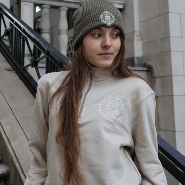 King's College London Quarter Zip Sweatshirt in Sand