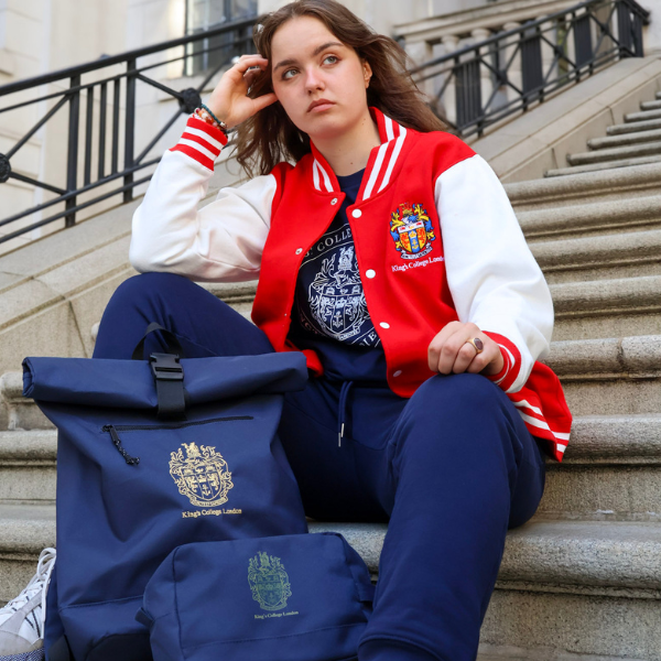 King's College London Large Roll Top Backpack Navy