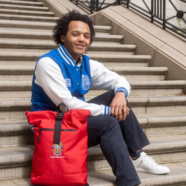 King's College London Large Roll Top Backpack Red