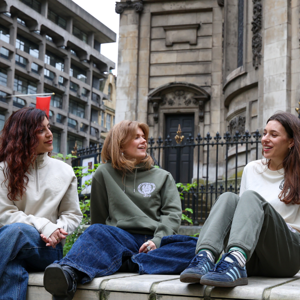 King's College London Stitched Hoodie in Khaki