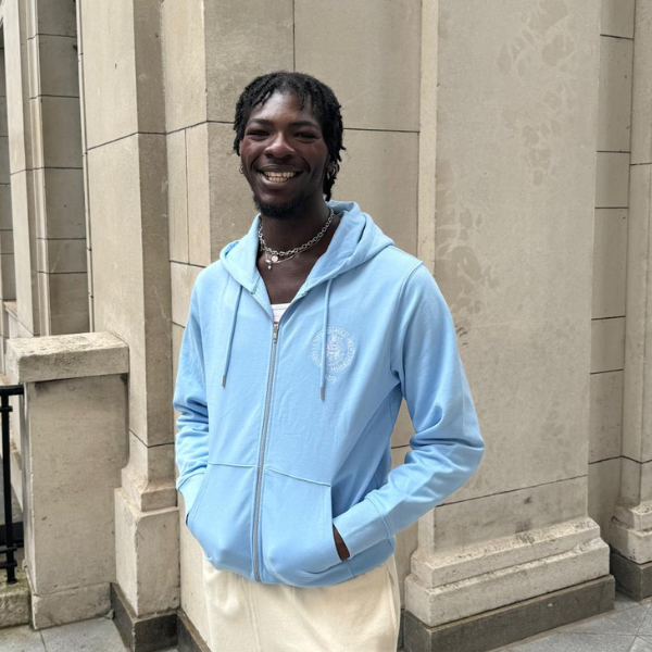 King's College London Sustainable Zip Hoodie in Light Blue