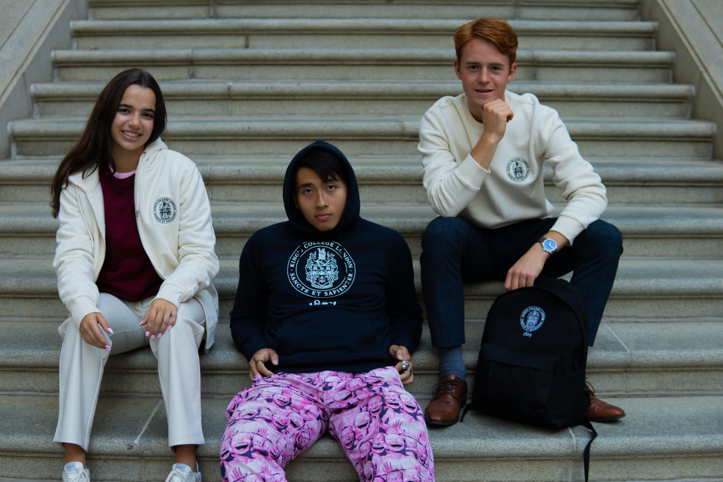 King's College London Sustainable Zip Hoodie in Natural Raw