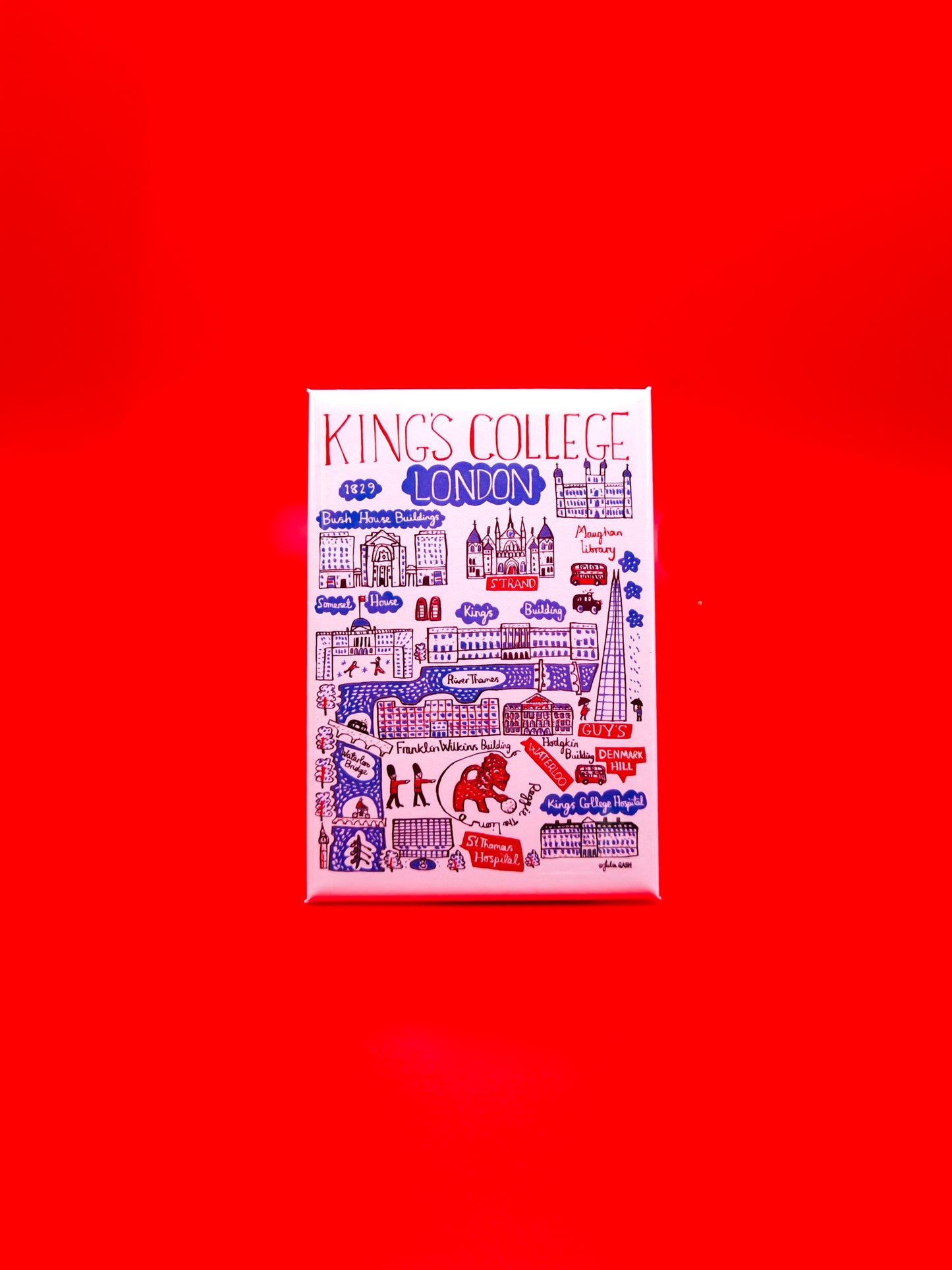 King's College London Map Metal Tin Plate Magnet