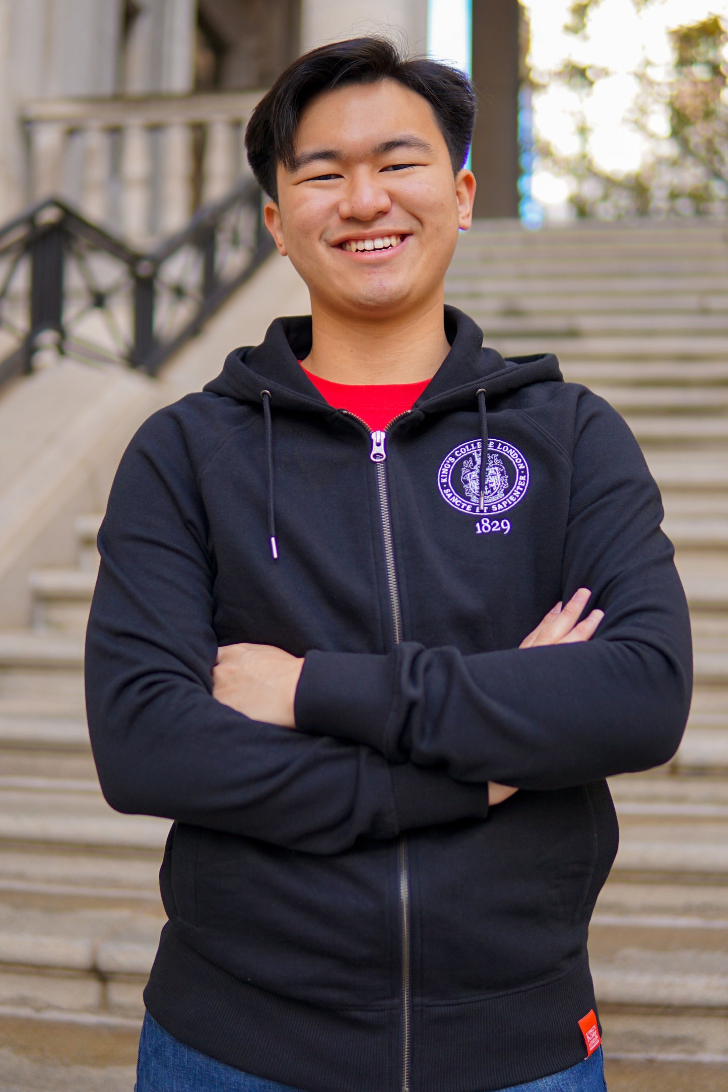 King's College London Sustainable Zip Hoodie in Black