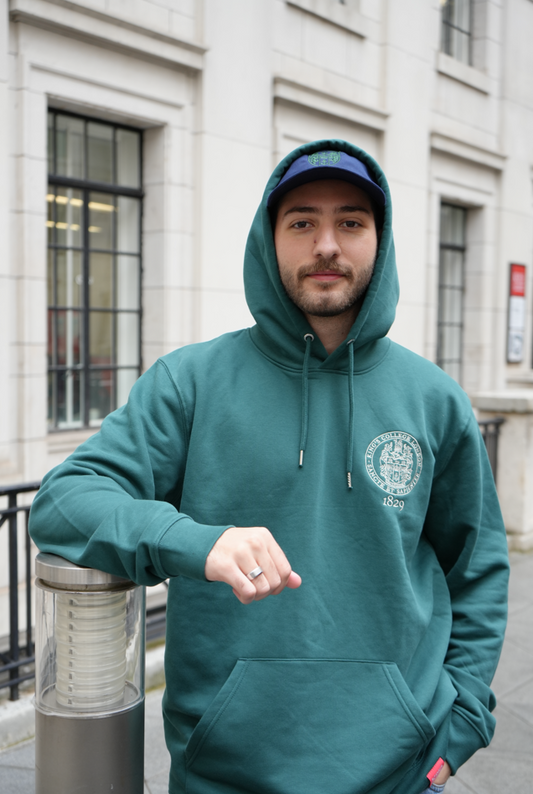 King's College London Stitched Hoodie in Glazed Green