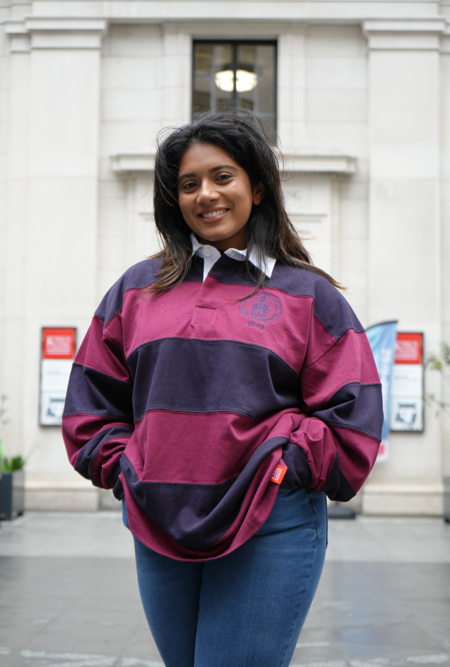 King's College London Rugby Shirt in Burgundy/Navy