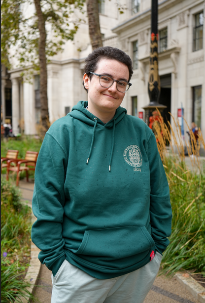King's College London Stitched Hoodie in Glazed Green