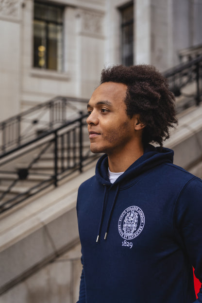 King's College London Stitched Hoodie in Navy