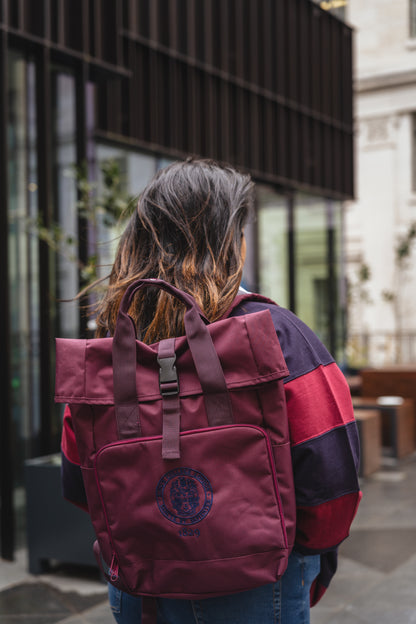 King's College London Roll Top Backpack-Burgundy
