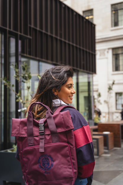 King's College London Roll Top Backpack-Burgundy