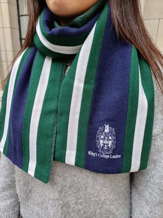 King's College London Striped College scarf Navy and Green
