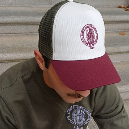 King's College London Trucker Cap in Cherry/Khaki
