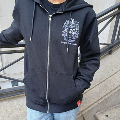 King's College London Sustainable Zip Hoodie in Black