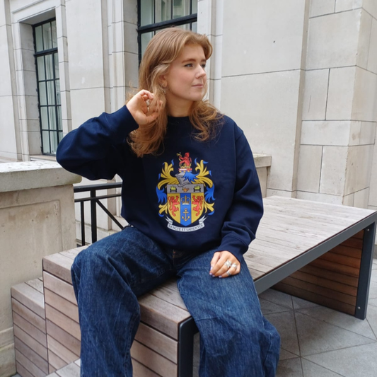 King's College London Full Colour Crest Sweatshirt in Navy