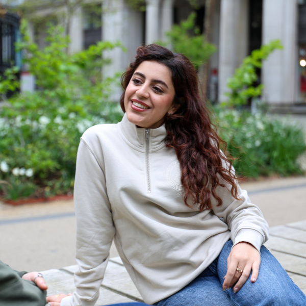 King's College London Quarter Zip Sweatshirt in Sand