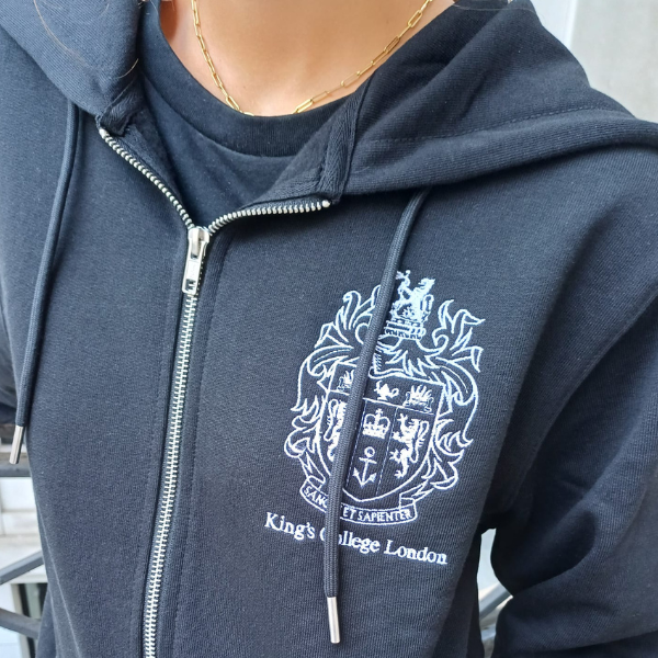 King's College London Sustainable Zip Hoodie in Black
