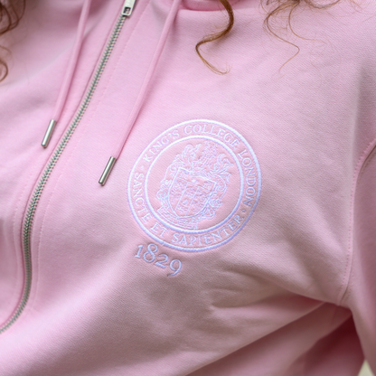 King's College London Sustainable Zip Hoodie in Pink