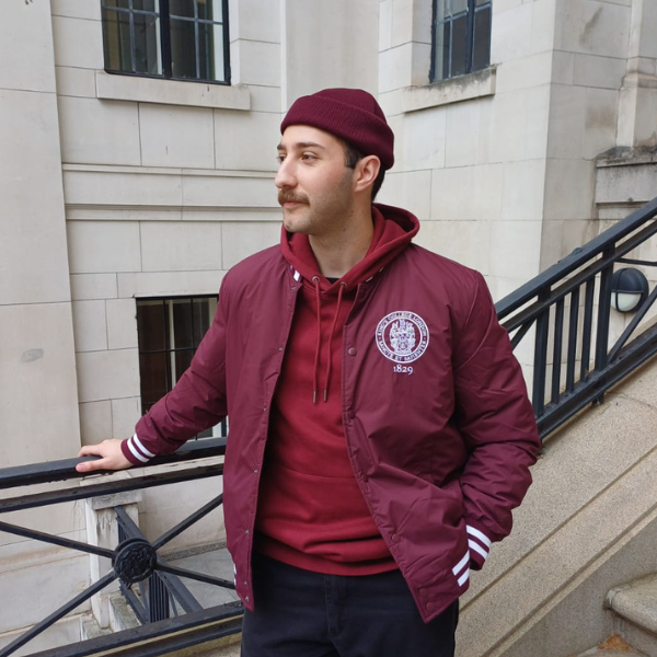 KCL College Collection Padded Varsity Jacket Burgundy