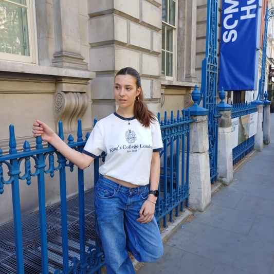 KCL College Collection Tee Nat/Navy Contrast