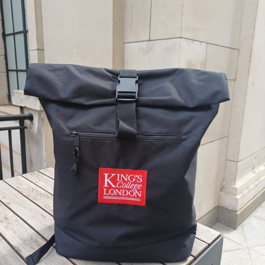 King's College London Large Roll Top Backpack Black