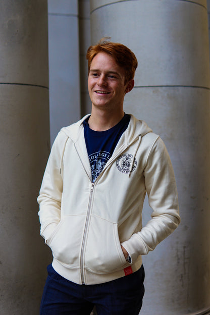 King's College London Sustainable Zip Hoodie in Natural Raw