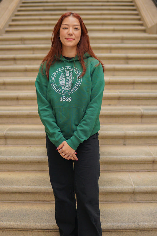 King's College London Sustainable Hoodie in Bottle Green